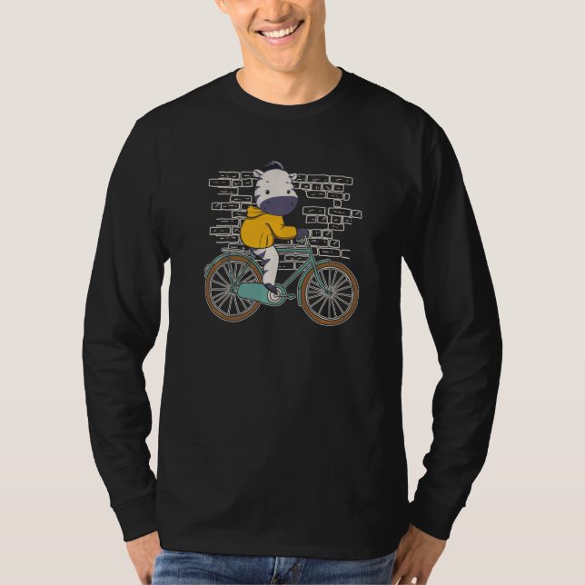 Zebra Bicycle Wildlife African Animal  Stripes Zeb T-Shirt (Front)