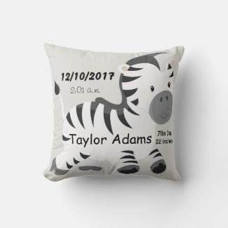 Zebra Birth Stats Baby Nursery