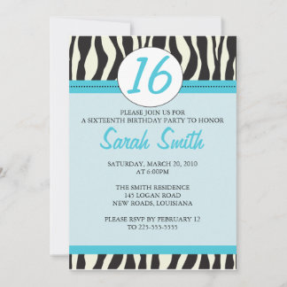 Zebra Birthday Invitation
