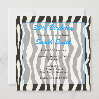 Zebra Birthday Invitation