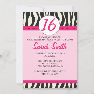 Zebra Birthday Invitation