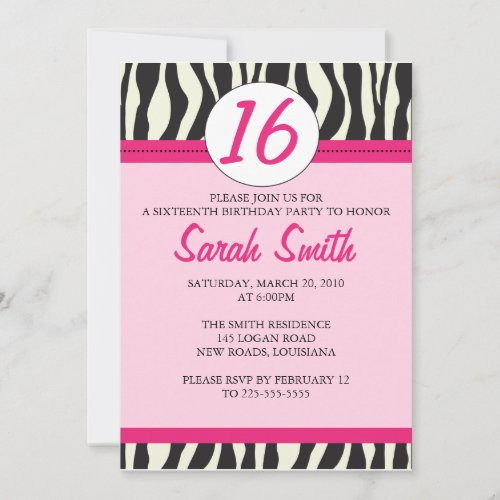Zebra Birthday Custom Announcement