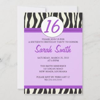 Zebra Birthday Invitation