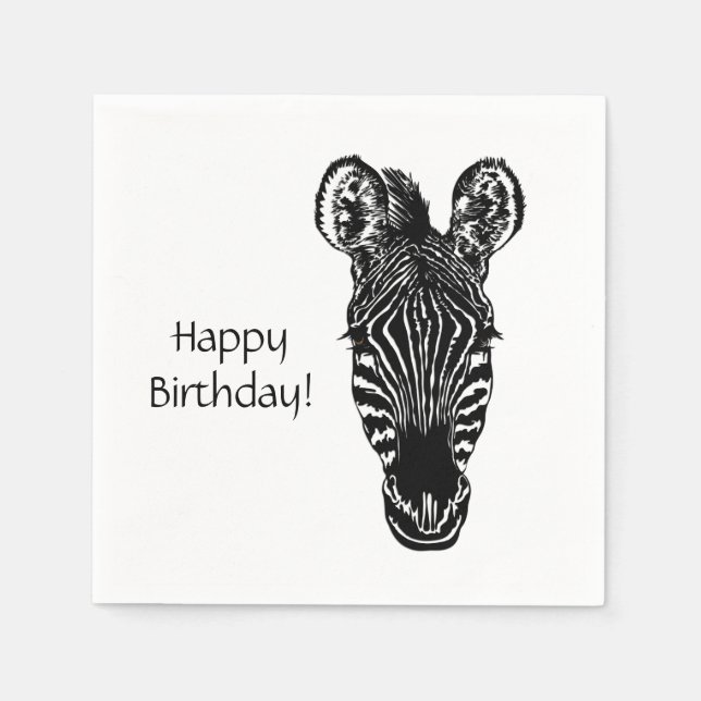 Zebra Birthday Paper Napkins (Front)