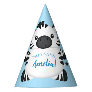 Zebra Birthday Party Blue Hat