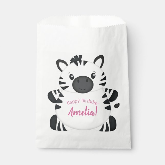 Zebra Birthday Party Favor Bag (Front)