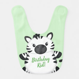 Zebra Birthday Party Green Baby Bib