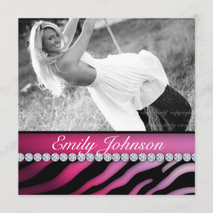 Zebra Birthday Party Purple Pink Black Jewelry Invitation