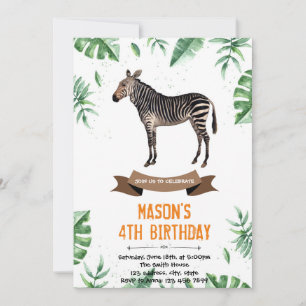 Zebra birthday shower invitation