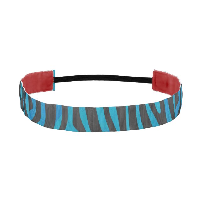 Zebra Black and Blue Print Athletic Headband (Front)