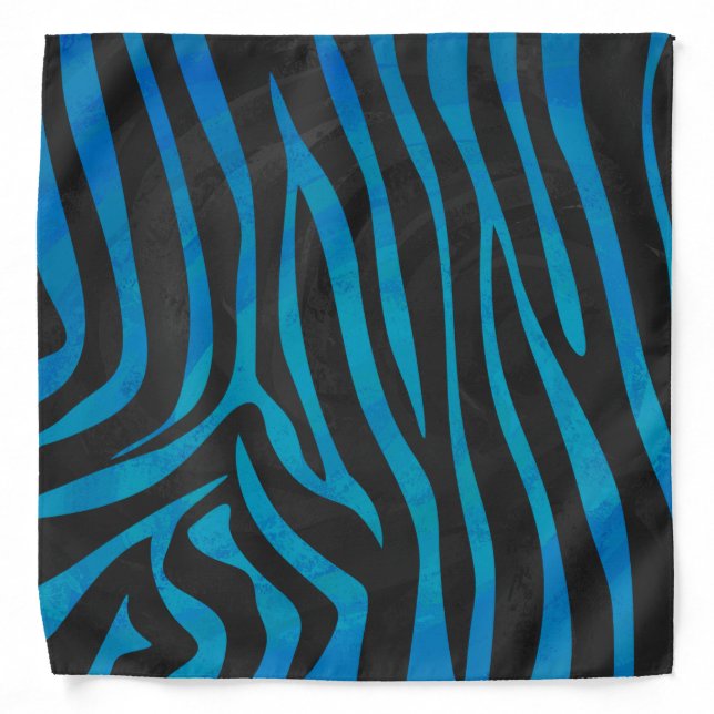 Zebra Black and Blue Print Bandana (Front)