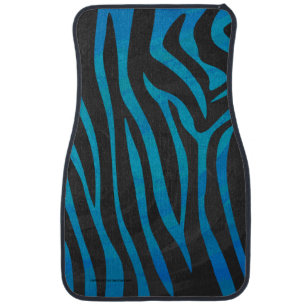 Zebra Black and Blue Print Car Floor Mat