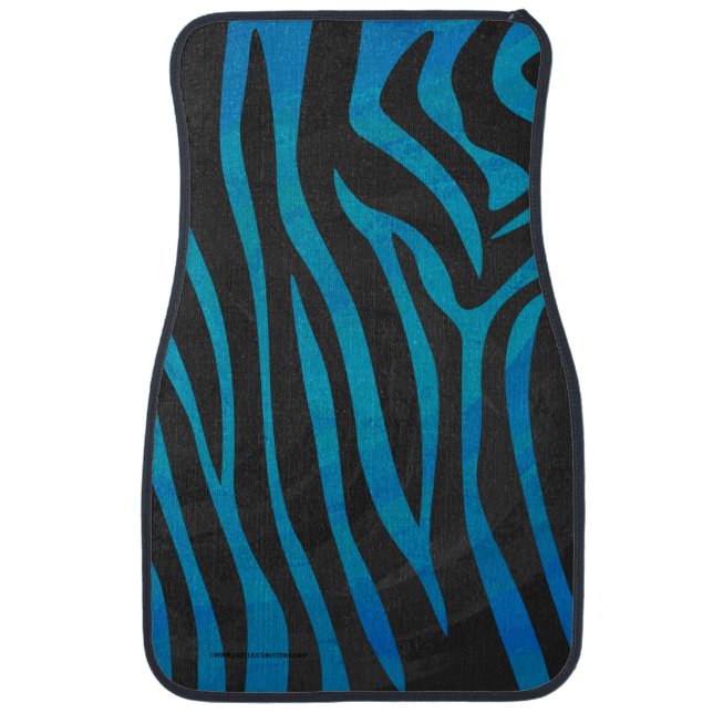 Zebra Black and Blue Print Car Floor Mat (Front)