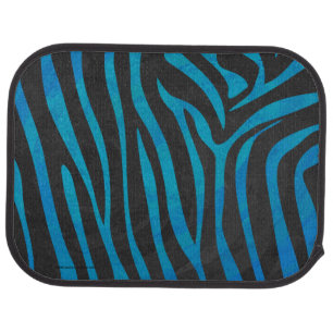Zebra Black and Blue Print Car Mat