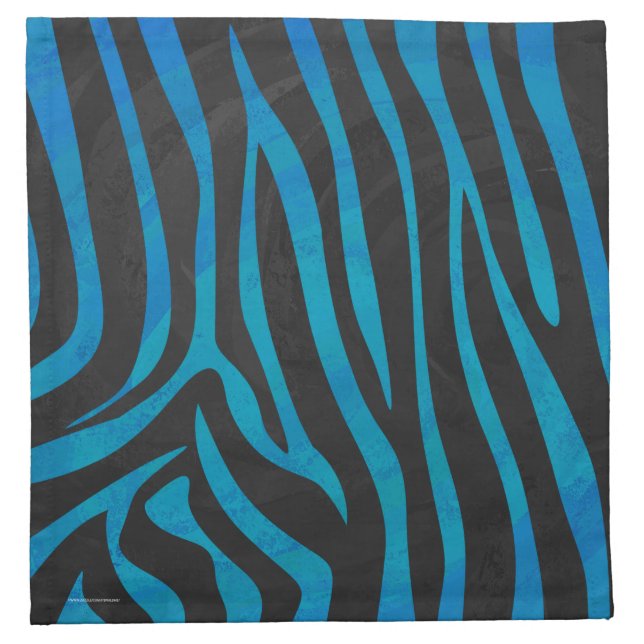 Zebra Black and Blue Print Cloth Napkin (Front)