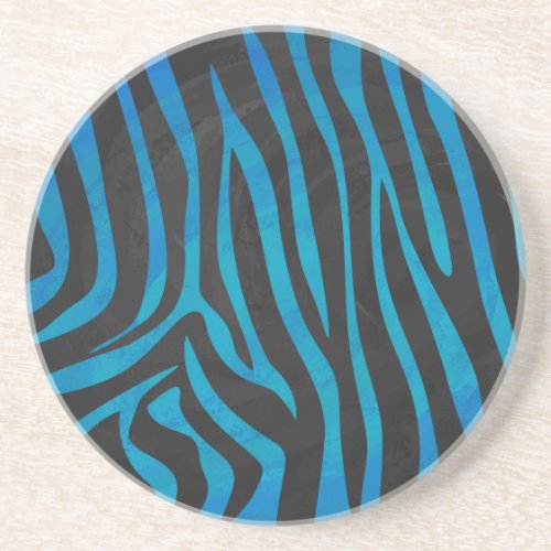 Zebra Black and Blue Print Drink Coaster