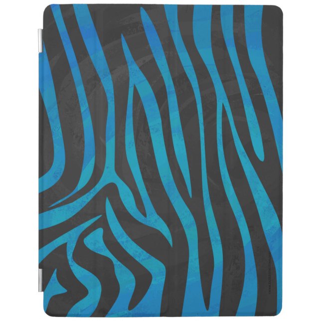 Zebra Black and Blue Print iPad Smart Cover (Front)