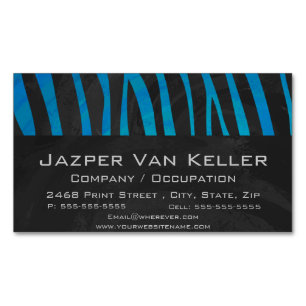 Zebra Black and Blue Print Magnetic Business Card