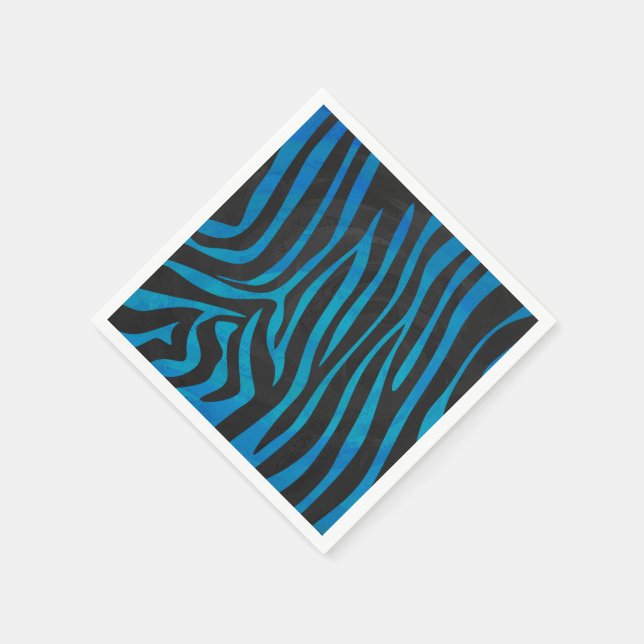 Zebra Black and Blue Print Napkins (Corner)