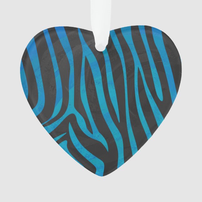 Zebra Black and Blue Print Ornament (Front)