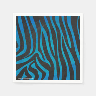 Zebra Black and Blue Print Paper Napkins