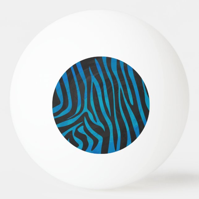 Zebra Black and Blue Print Ping-Pong Ball (Front)