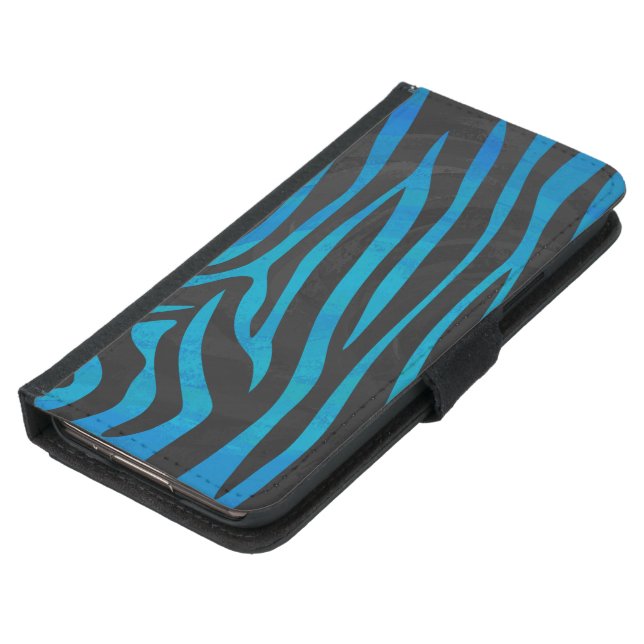 Zebra Black and Blue Print Samsung Galaxy Wallet Case (Bottom)
