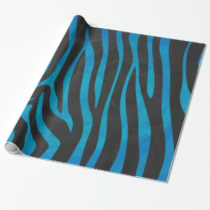 Zebra Black and Blue Print Wrapping Paper