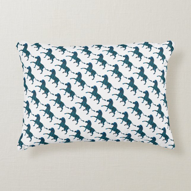 Zebra Black and Blue Silhouette Accent Pillow (Front)