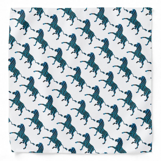 Zebra Black and Blue Silhouette Bandana (Front)