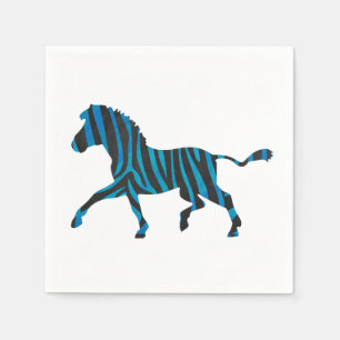 Zebra Black and Blue Silhouette Paper Napkins