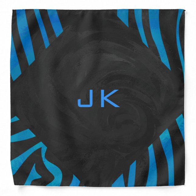Zebra Black and Blue with Monogram Bandana (Front)