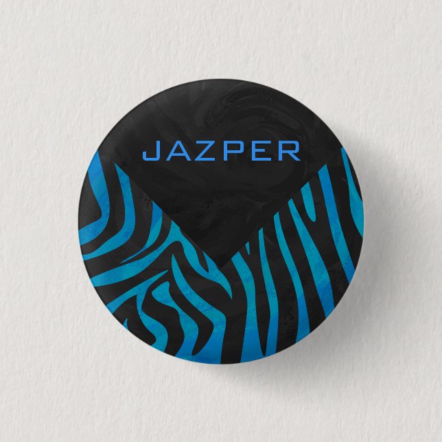 Zebra Black and Blue with Monogram Button (Front)
