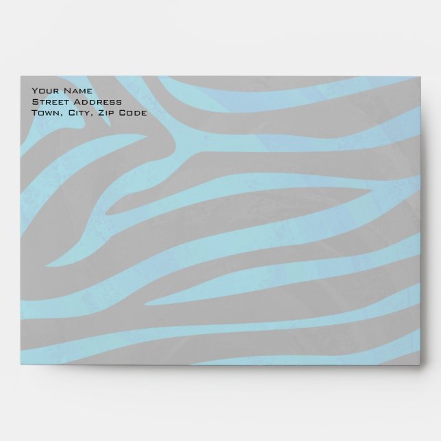 Zebra Black and Blue with Monogram Envelope (Front)