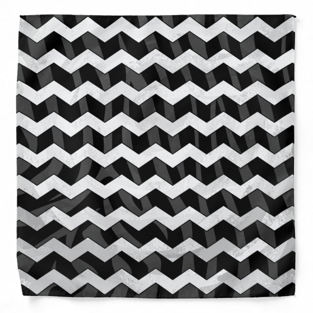 Zebra Black and Gray Chevron Bandana (Front)