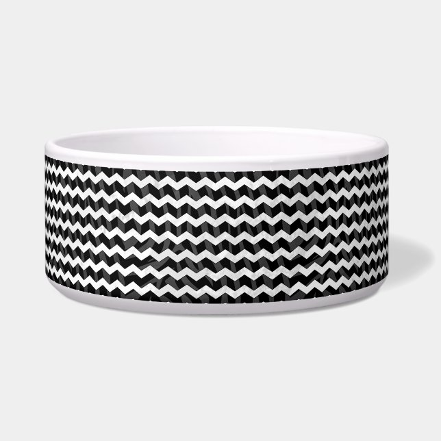 Zebra Black and Gray Chevron Bowl (Right)