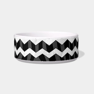 Zebra Black and Gray Chevron Bowl