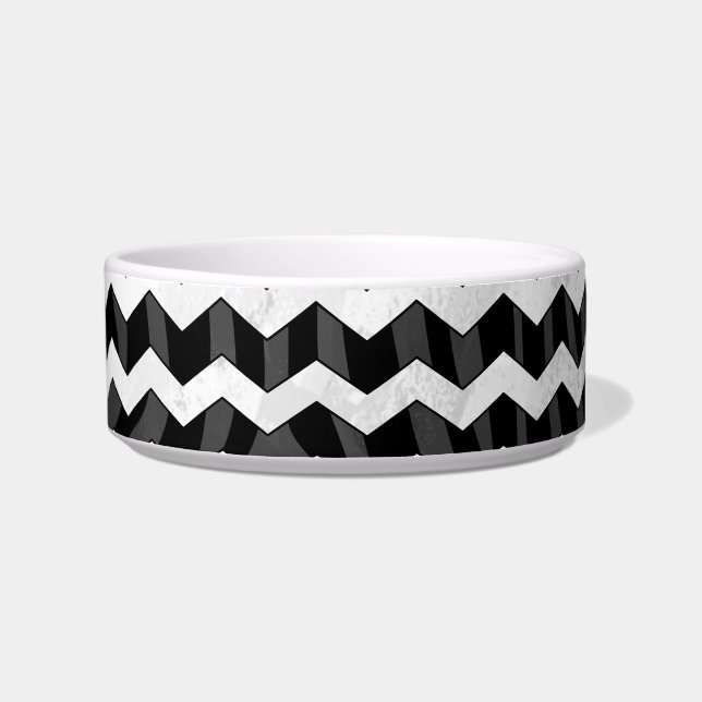 Zebra Black and Gray Chevron Bowl (Right)