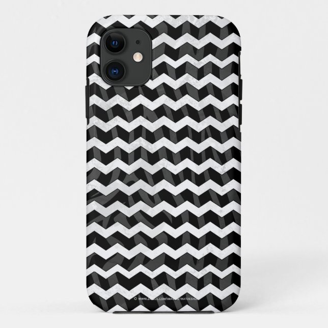 Zebra Black and Gray Chevron Case-Mate iPhone Case (Back)