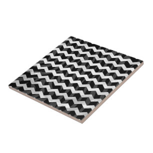 Zebra Black and Gray Chevron Ceramic Tile