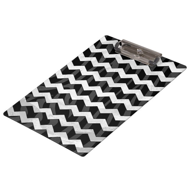 Zebra Black and Gray Chevron Clipboard (Angled)