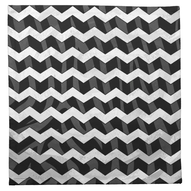 Zebra Black and Gray Chevron Cloth Napkin (Front)