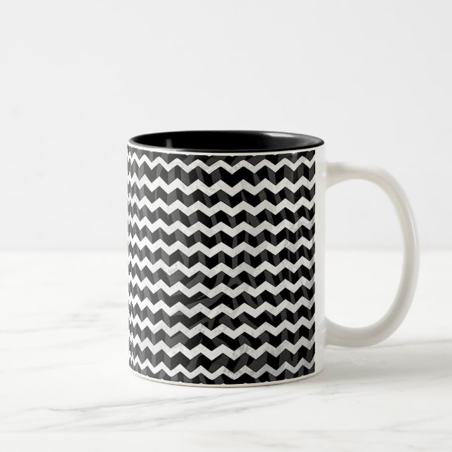 Zebra Black and Gray Chevron Two-Tone Coffee Mug (Right)