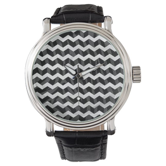 Zebra Black and Gray Chevron Watch (Front)
