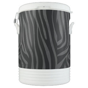 Zebra Black and Gray Print Beverage Cooler
