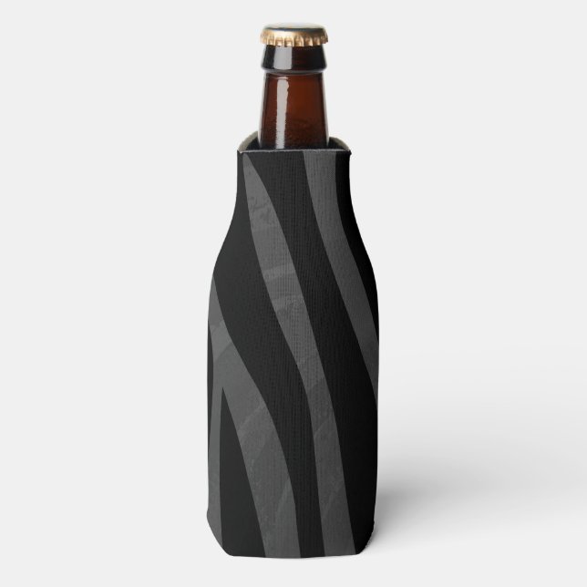 Zebra Black and Gray Print Bottle Cooler (Bottle Front)