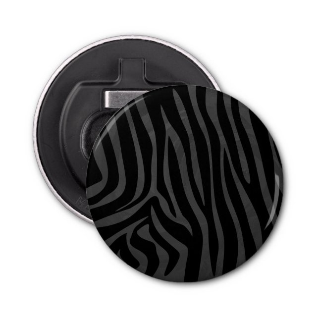Zebra Black and Gray Print Bottle Opener (Front)