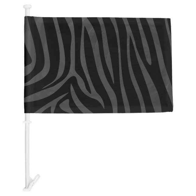 Zebra Black and Gray Print Car Flag (Front)