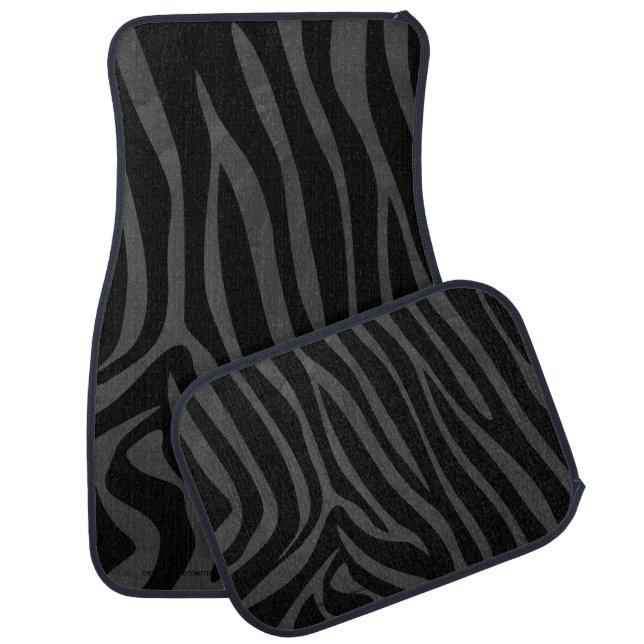 Zebra Black and Gray Print Car Mat (Set)