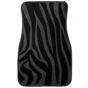 Zebra Black and Gray Print Car Mat